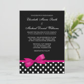 Black White Polka Dot Pink Bow Weddenschap Kaart (Staand voorkant)