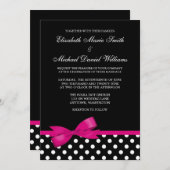 Black White Polka Dot Pink Bow Weddenschap Kaart (Voorkant / Achterkant)