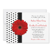 Black White Polka Dot Red Daisy Wedding