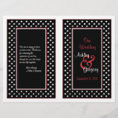 Black White Polka Dot Red Trim Wedding Programme (Voorkant)