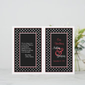 Black White Polka Dot Red Trim Wedding Programme (Staand voorkant)
