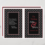 Black White Polka Dot Red Trim Wedding Programme (Voorkant / Achterkant)