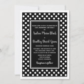 Black White Polka Dot Wedding Invitation Kaart (Voorkant)