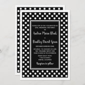 Black White Polka Dot Wedding Invitation Kaart (Voorkant / Achterkant)