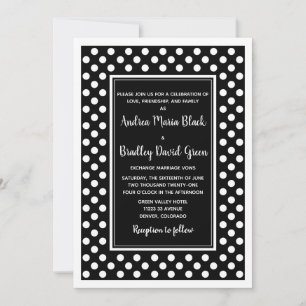 Black White Polka Dot Wedding Invitation Kaart