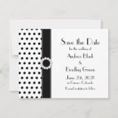 Black White Polka Dot Wedding Save the Date (Voorkant)