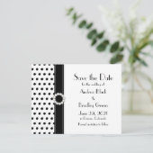 Black White Polka Dot Wedding Save the Date (Staand voorkant)