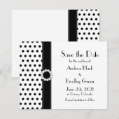 Black White Polka Dot Wedding Save the Date (Voorkant / Achterkant)