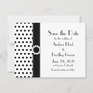 Black White Polka Dot Wedding Save the Date