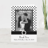 Black White Polka Dot Weduwfoto bedankt (Voorkant)