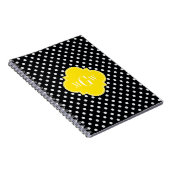 Black White Polka Dot Yellow Quatrefoil 3 Monogram Notitieboek (Rechterzijde)