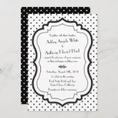 Black White Polka Dots 1950s Wedding Invitation Kaart (Voorkant / Achterkant)