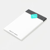 Black White Polka Dots Aqua Quatrefoil 3 Monogram Post-it® Notes (Schuin)
