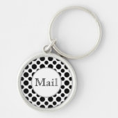 Black White Polka Dots Big and Small Mail Sleutelh Sleutelhanger (Voorkant)