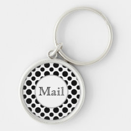 Black White Polka Dots Big and Small Mail Sleutelh Sleutelhanger