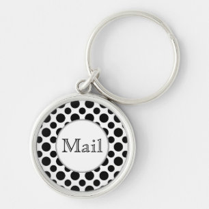 Black White Polka Dots Big and Small Mail Sleutelh Sleutelhanger