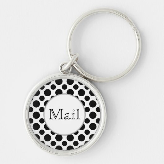 Black White Polka Dots Big and Small Mail Sleutelh Sleutelhanger (Voorkant)