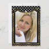 Black White Polka Dots Birthday Party Foto Kaart (Achterkant)