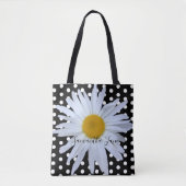 Black White Polka Dots Daisy Custom Tote Bag (Voorkant)
