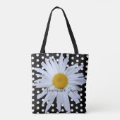 Black White Polka Dots Daisy Custom Tote Bag (Achterkant)