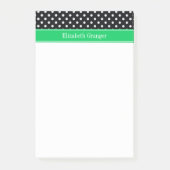 Black White Polka Dots Emerald Name Monogram Post-it® Notes (Voorkant)