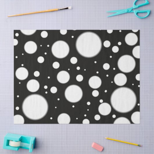 Black White Polka Dots Funky Pattern Decoupage Tissuepapier (Craft)