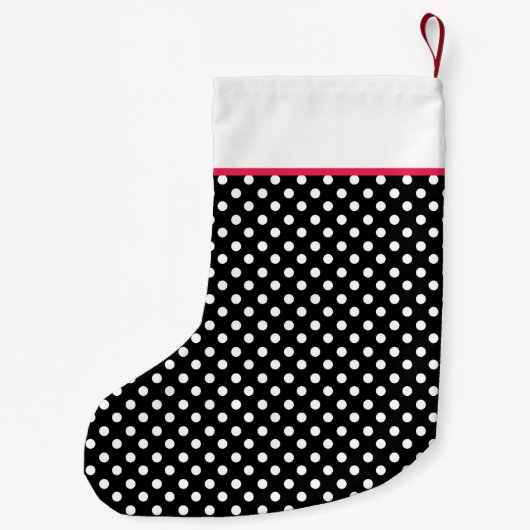 Black White Polka Dots gepersonaliseerd Kleine Kerstsok (Achterkant)