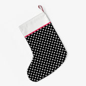 Black White Polka Dots gepersonaliseerd Kleine Kerstsok (Achterkant (Hangend))