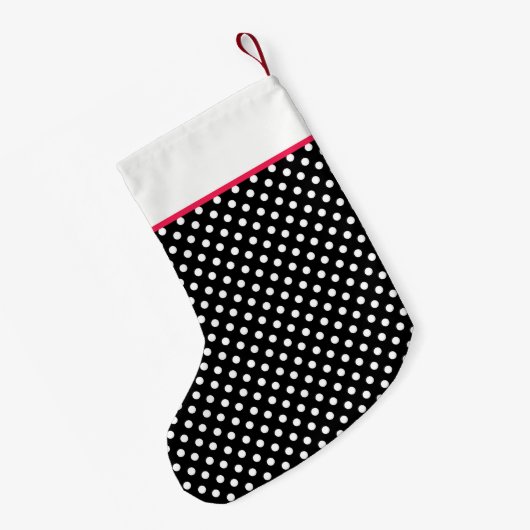 Black White Polka Dots gepersonaliseerd Kleine Kerstsok (Achterkant (Hangend))
