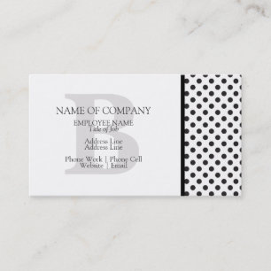 Black White Polka Dots Grey Designer Monogramed Visitekaartje