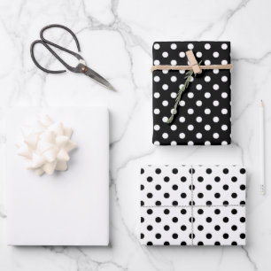 Black White Polka Dots Inpakpapier Vel