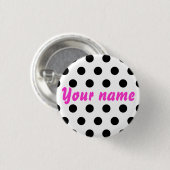 Black White Polka Dots Name Ronde Button 3,2 Cm (Voorkant /achterkant)