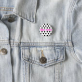 Black White Polka Dots Name Ronde Button 3,2 Cm (In situ)