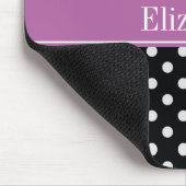 Black White Polka Dots Orchid Paars Name Monogram Muismat (Hoek)