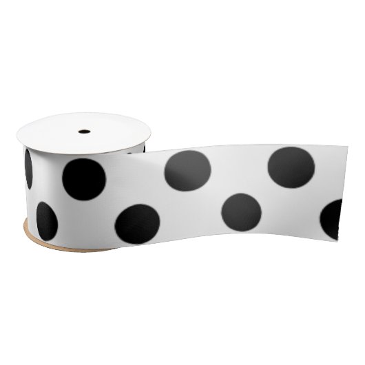 Black White Polka Dots Pattern Satijnen Lint (Spoel)