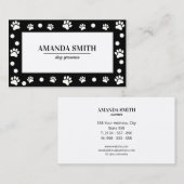 Black & White Polka Dots Paw Prints Business Card Visitekaartje (Voorkant / Achterkant)