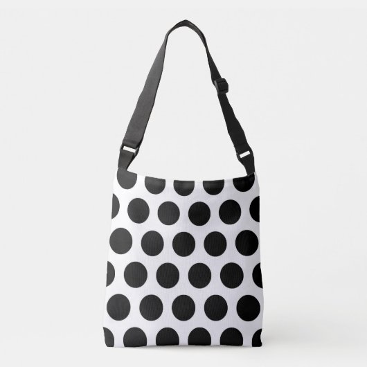 Black White Polka Dots Retro Pattern Crossbody Tas (Voorkant)