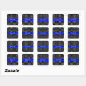 Black White Polka Dots Royal Blue Name Monogram Vierkante Sticker (Vel)
