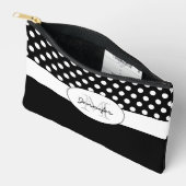 Black White polka stits retro patroon Monogram Etui (Open)