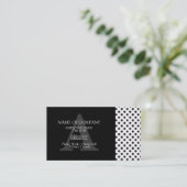 Black White Polkadots Grey Designer Monogram Visitekaartje (Staand voorkant)