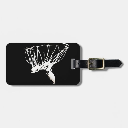 Black White Pop Art Basketball Bagagelabel (Voorkant horizontaal)