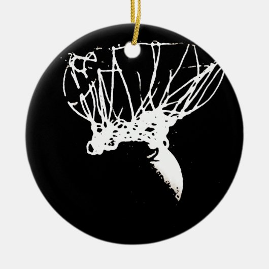 Black White Pop Art Basketball Keramisch Ornament (Voorkant)