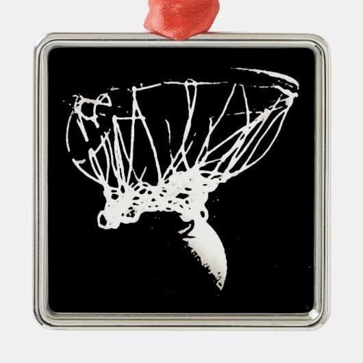 Black White Pop Art Basketball Metalen Ornament (Voorkant)