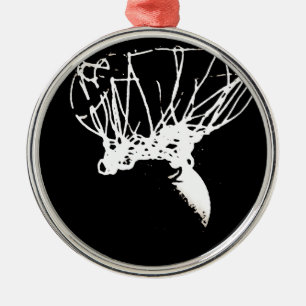 Black White Pop Art Basketball Metalen Ornament