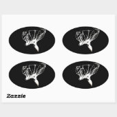 Black White Pop Art Basketball Ovale Sticker (Vel)