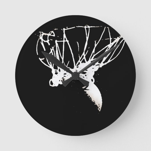 Black White Pop Art Basketball Ronde Klok (Voorkant)