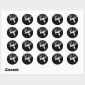 Black White Pop Art Basketball Ronde Sticker (Vel)