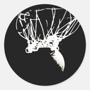 Black White Pop Art Basketball Ronde Sticker