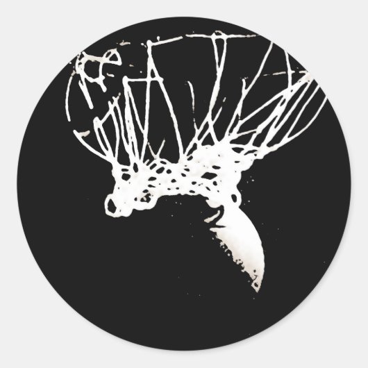 Black White Pop Art Basketball Ronde Sticker (Voorkant)