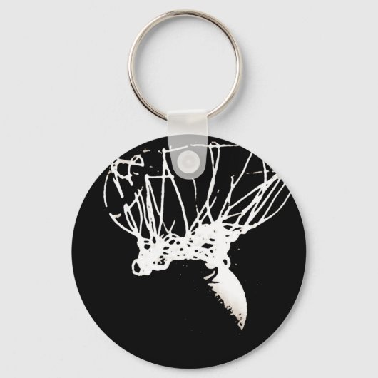 Black White Pop Art Basketball Sleutelhanger (Voorkant)